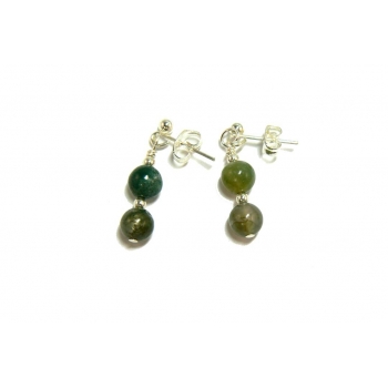 Moss Green Drop Agate Earrings